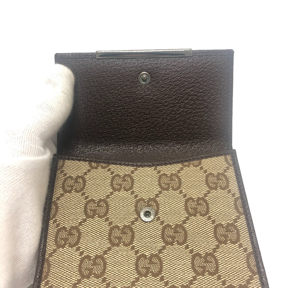 Gucci 112664 gg logo lipat dompet dompet dompet dompet bifold dompet gg kanvas/kulit unisex beige