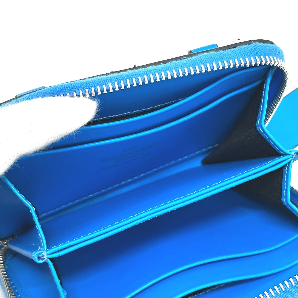 VALENTINO TY0P0R48CFW Fluo Strap Round Zipper Compact Wallet Bifold Wallet Leather Women's Blue