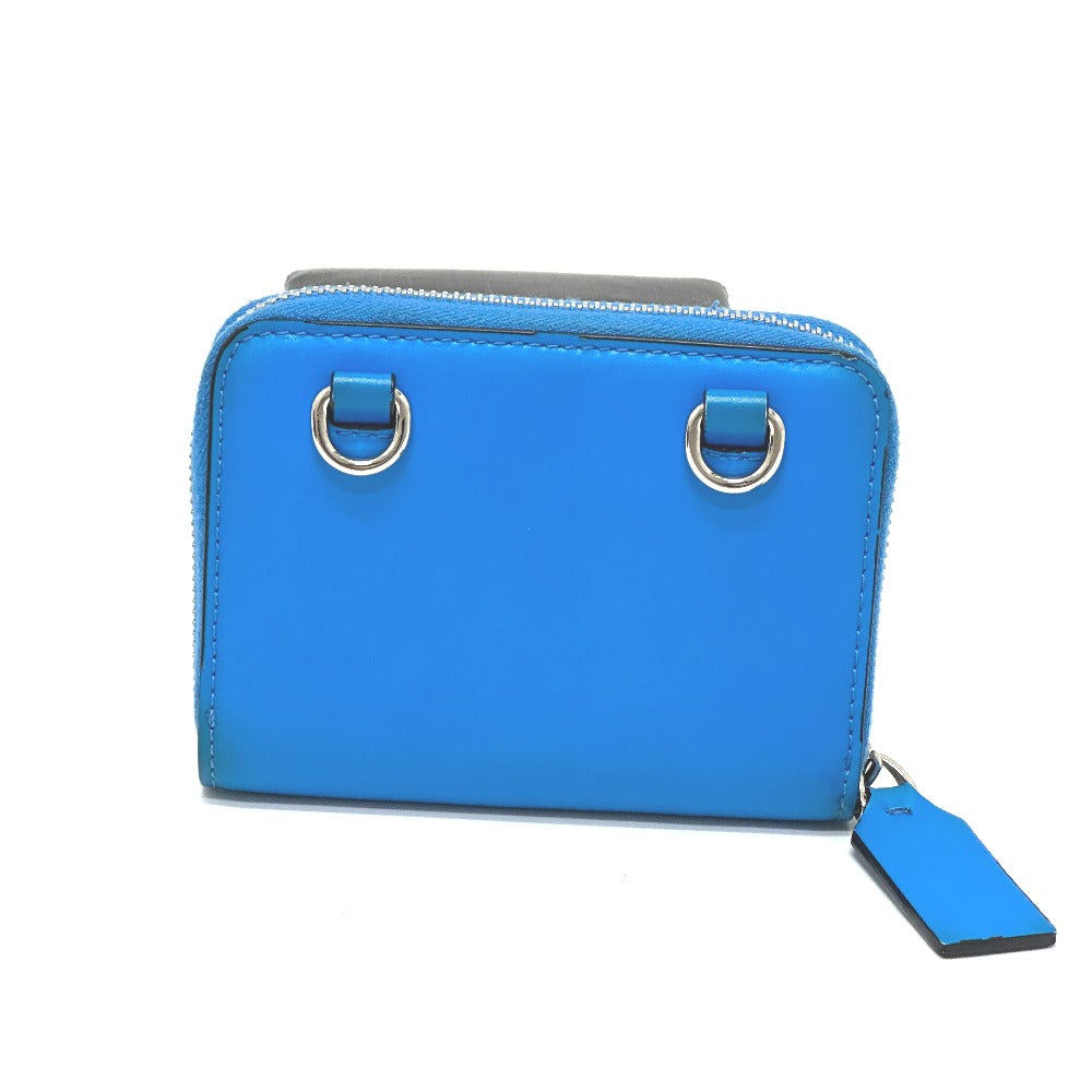 VALENTINO TY0P0R48CFW Fluo Strap Round Zipper Compact Wallet Bifold Wallet Leather Women's Blue