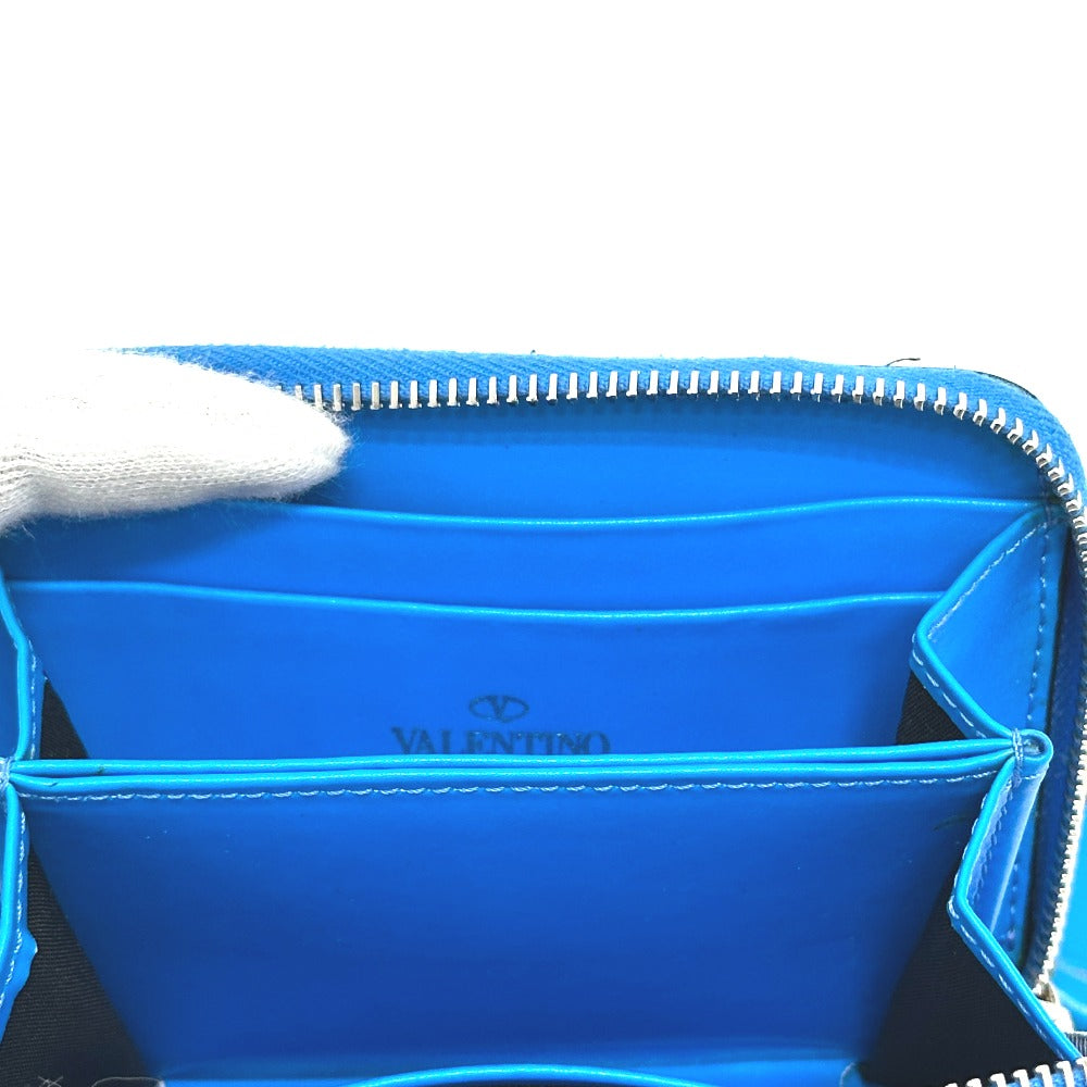 VALENTINO TY0P0R48CFW Fluo Strap Round Zipper Compact Wallet Bifold Wallet Leather Women's Blue