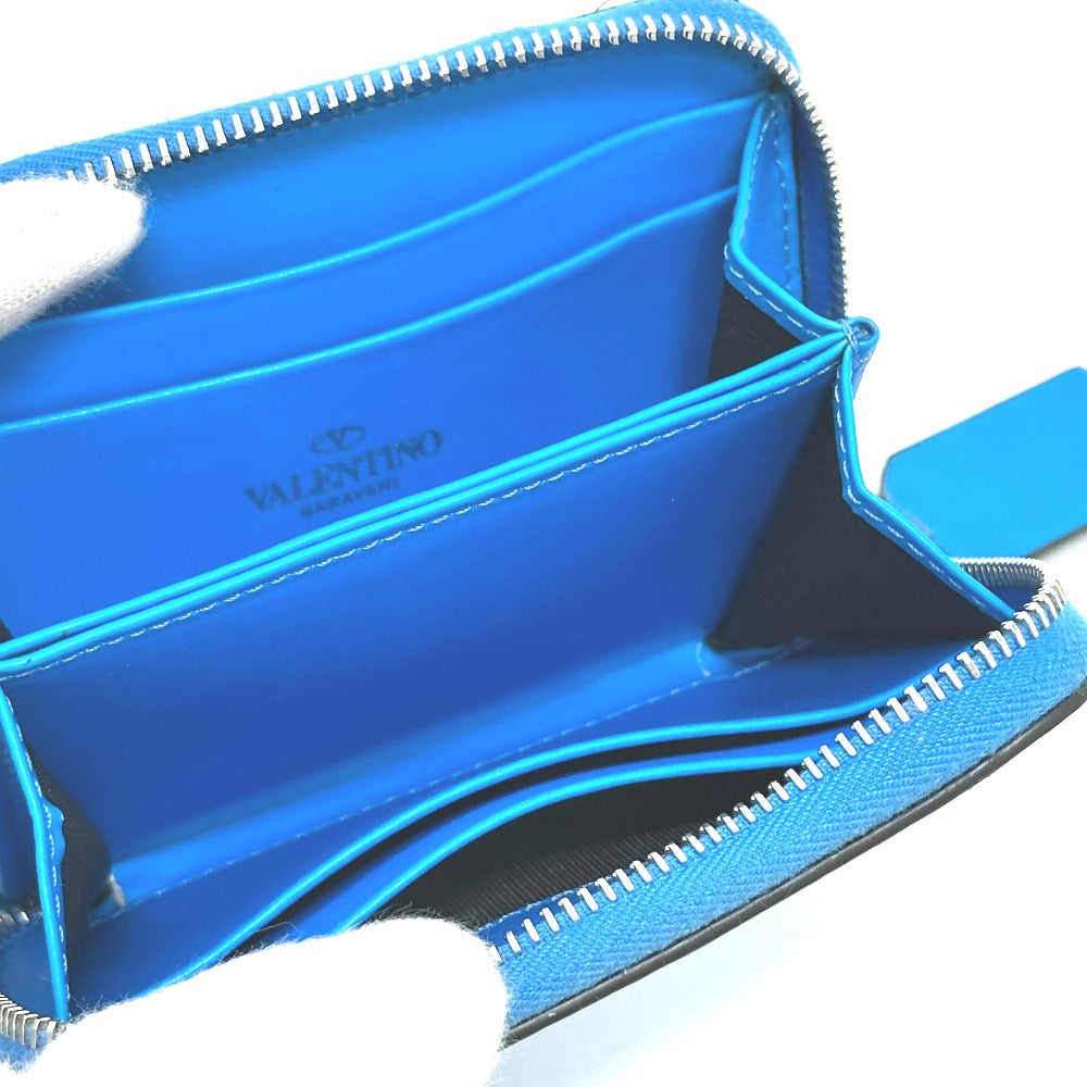 VALENTINO TY0P0R48CFW Fluo Strap Round Zipper Compact Wallet Bifold Wallet Leather Women's Blue