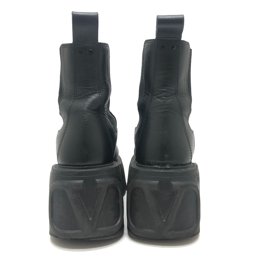 VALENTINO Heel Side Gore Shoes Logo Platform Ankle Boots Short Boots Leather Women's Black