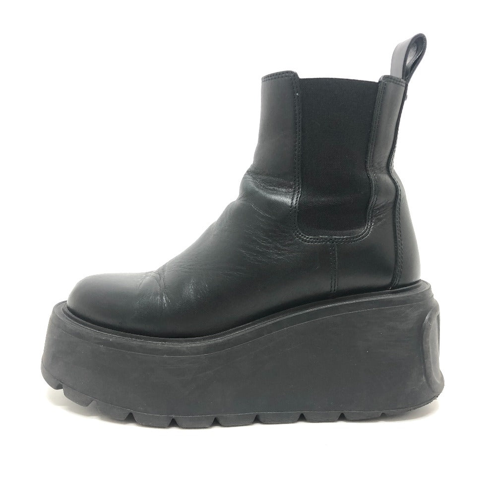 VALENTINO Heel Side Gore Shoes Logo Platform Ankle Boots Short Boots Leather Women's Black