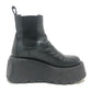 VALENTINO Heel Side Gore Shoes Logo Platform Ankle Boots Short Boots Leather Women's Black
