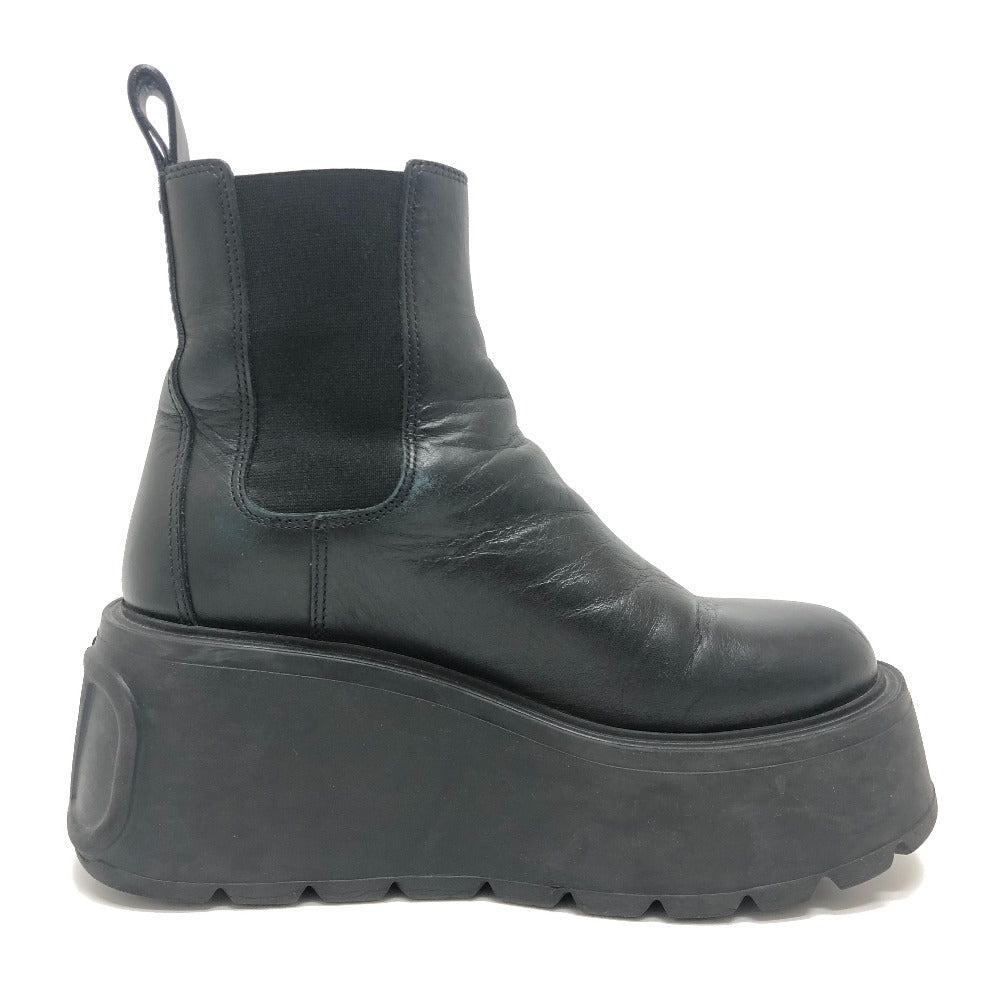 VALENTINO Heel Side Gore Shoes Logo Platform Ankle Boots Short Boots Leather Women's Black