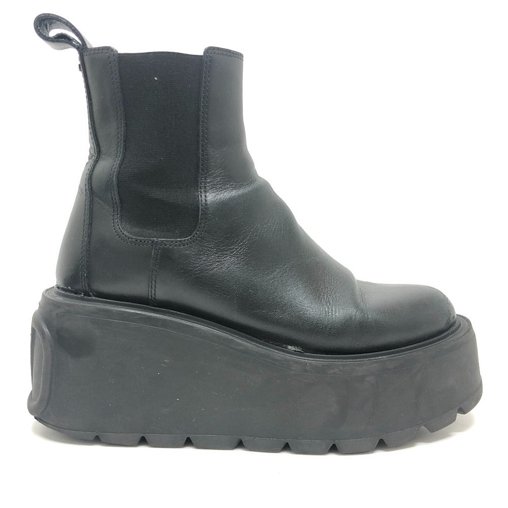 VALENTINO Heel Side Gore Shoes Logo Platform Ankle Boots Short Boots Leather Women's Black