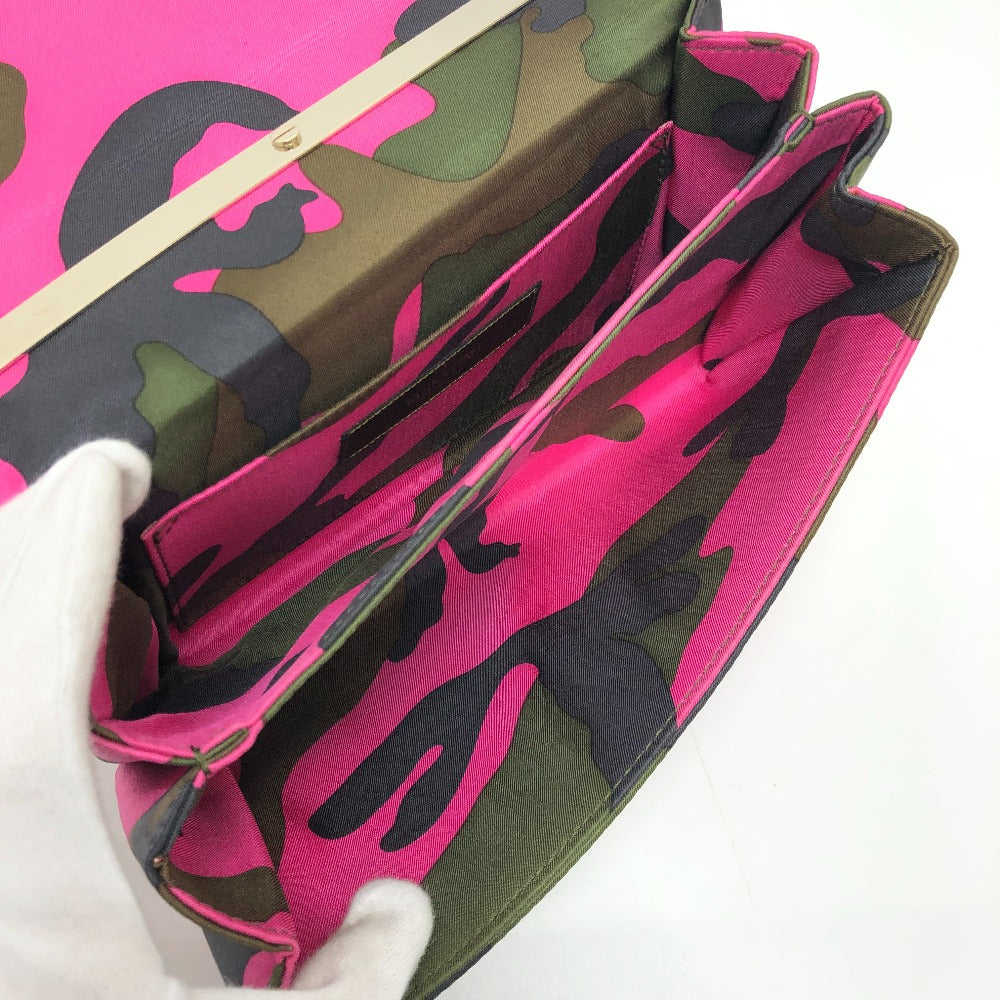 Valentino Garavani Camouflage 2-Way Clutch Bag, Crossbody Bag, Shoulder Bag, Nylon, Women's, Pink