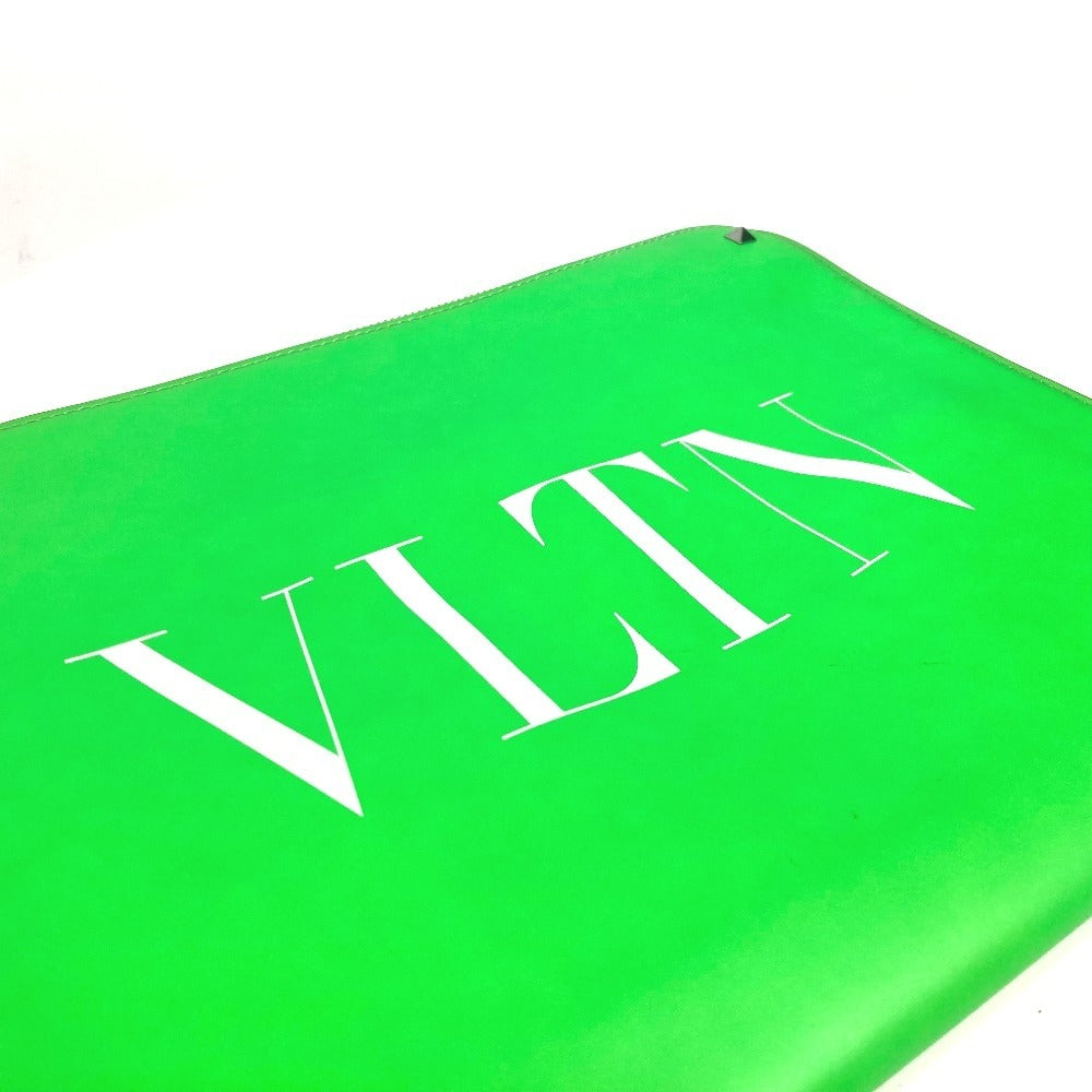 Valentino Garavani ロゴ バイカラー ポーチ カバン クラッチバッグ レザー ユニセックス グリーン - brandshop-reference