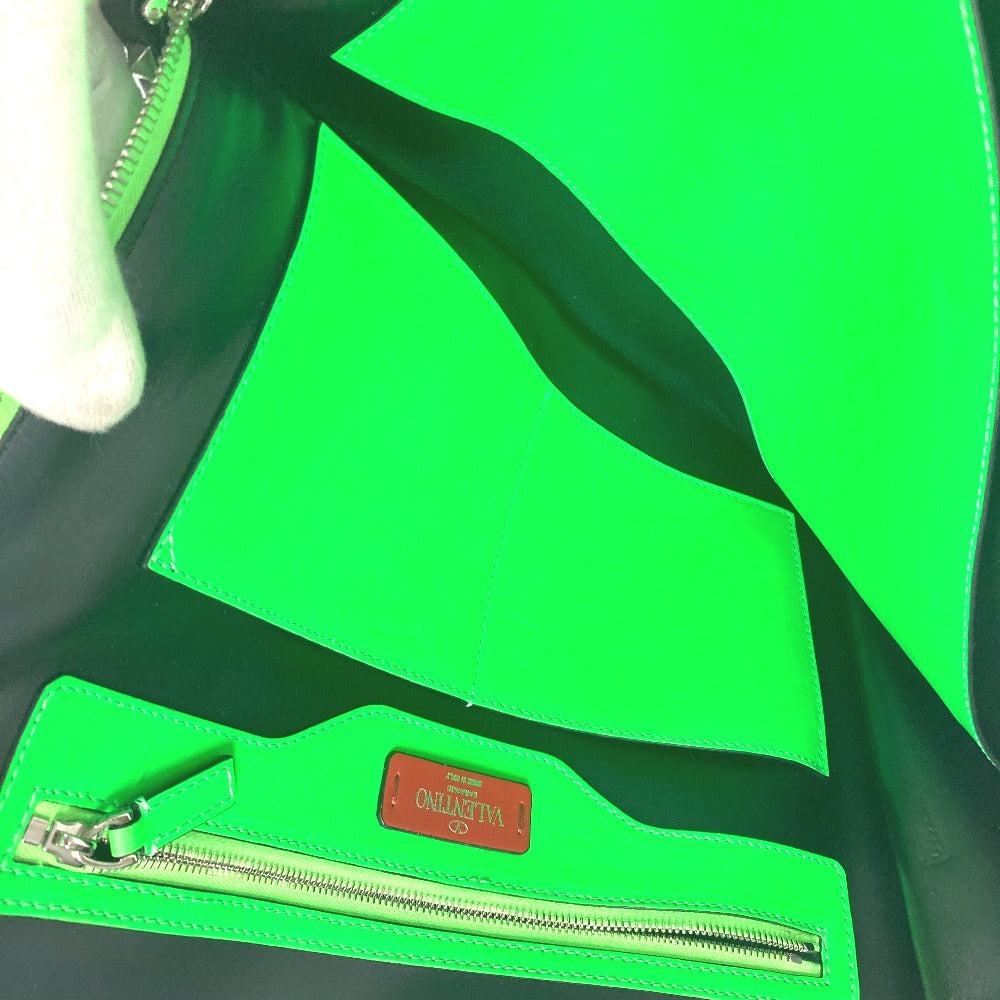 Valentino Garavani ロゴ バイカラー ポーチ カバン クラッチバッグ レザー ユニセックス グリーン - brandshop-reference