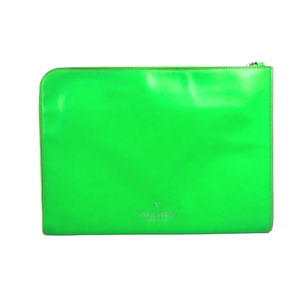 Valentino Garavani ロゴ バイカラー ポーチ カバン クラッチバッグ レザー ユニセックス グリーン - brandshop-reference