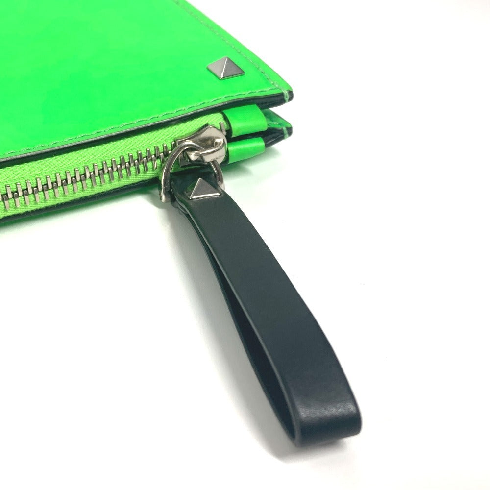 Valentino Garavani ロゴ バイカラー ポーチ カバン クラッチバッグ レザー ユニセックス グリーン - brandshop-reference