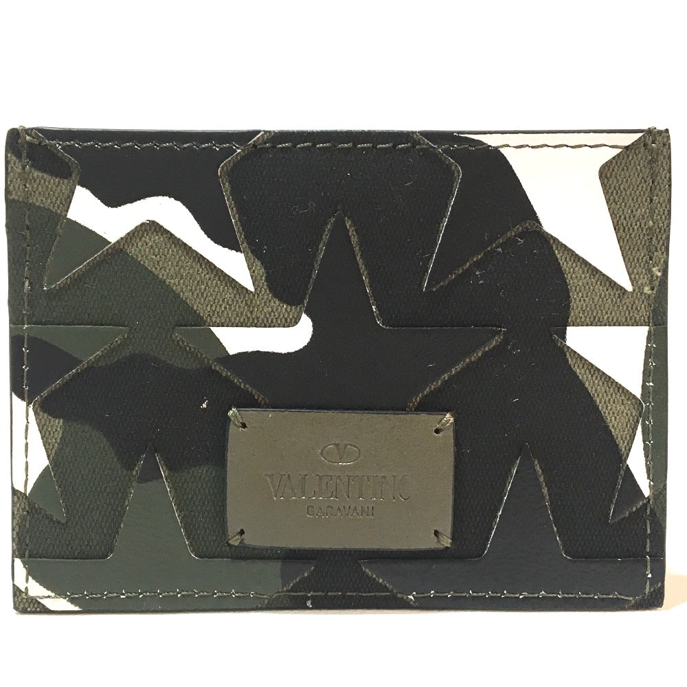 Valentino Garavani MY2P0448GAC Camo Stars Camouflage Card Case, Unisex, Canvas/Leather, Army Green