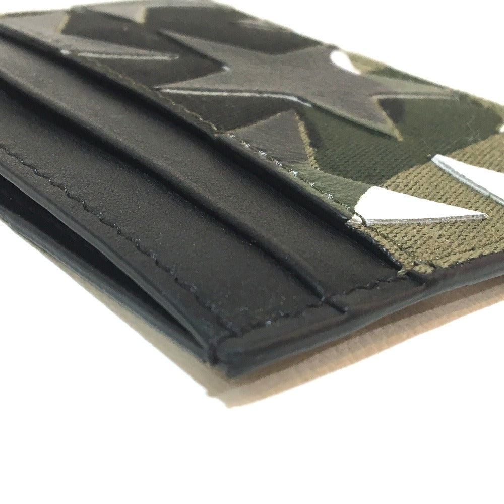 Valentino Garavani MY2P0448GAC Camo Stars Camouflage Card Case, Unisex, Canvas/Leather, Army Green