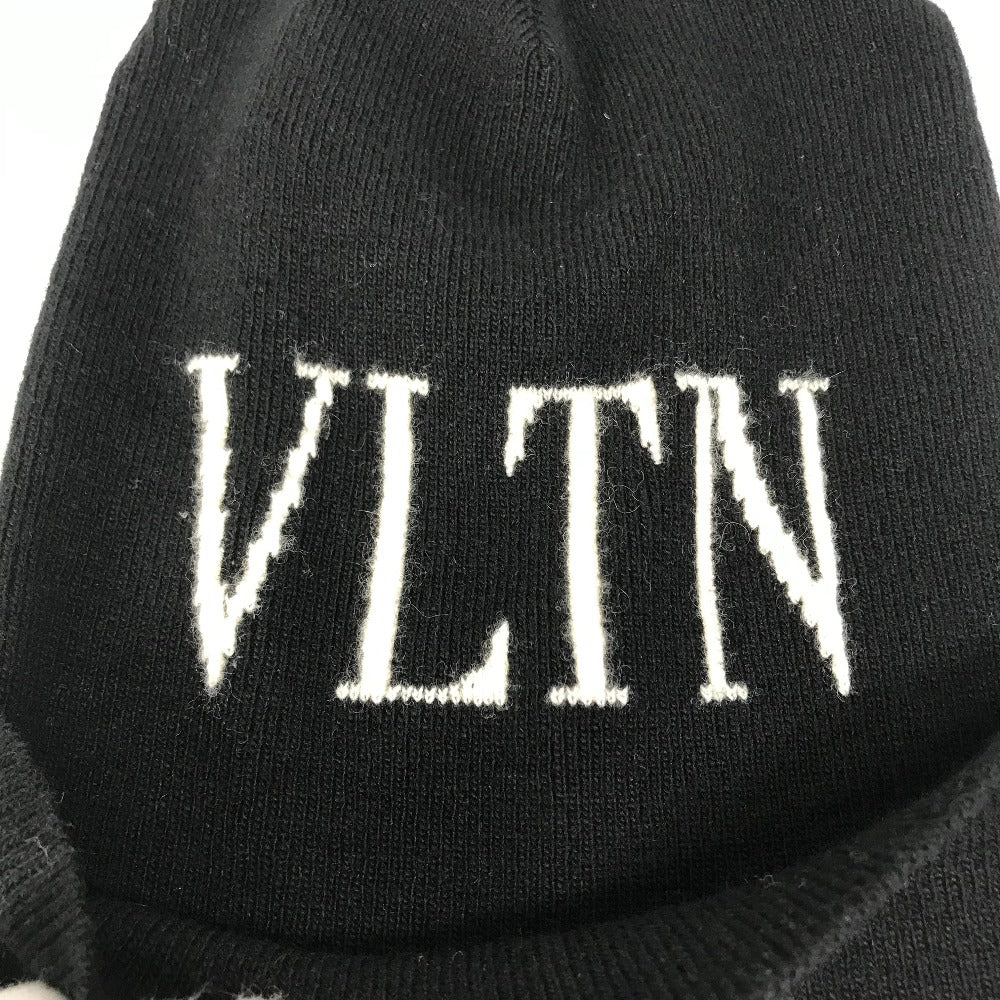 VALENTINO VLTN ロゴ ビーニー 帽子 ニット帽 ニットキャップ ニット帽 ウール メンズ ブラック