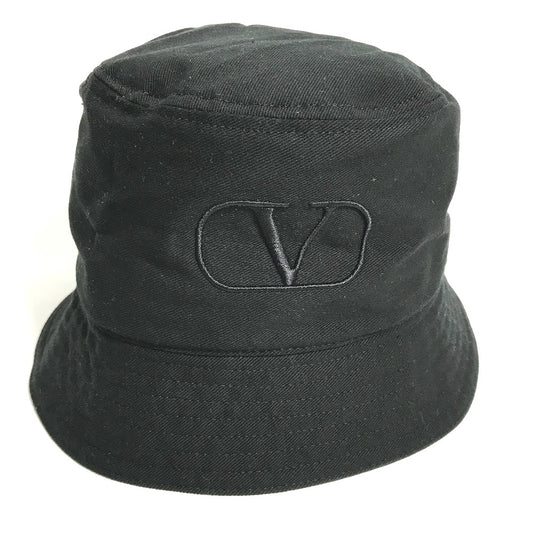VALENTINO HGA11HCY V Logo Bucket Hat, Bob Hat, Cotton, Women's, Black