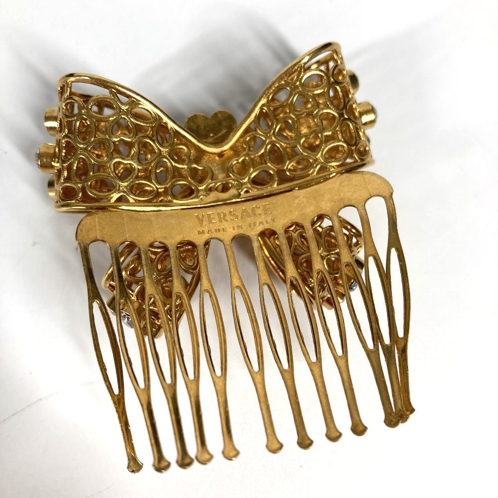 VERSACE りぼん リボン ラインストーン かんざし 簪 ヘアピック ヘアアクセサリー ヘアピン メタル レディース ゴールド - brandshop-reference