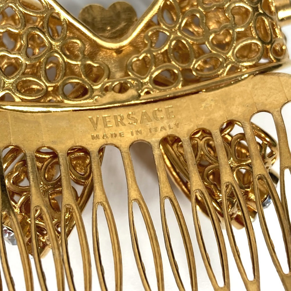 VERSACE りぼん リボン ラインストーン かんざし 簪 ヘアピック ヘアアクセサリー ヘアピン メタル レディース ゴールド - brandshop-reference