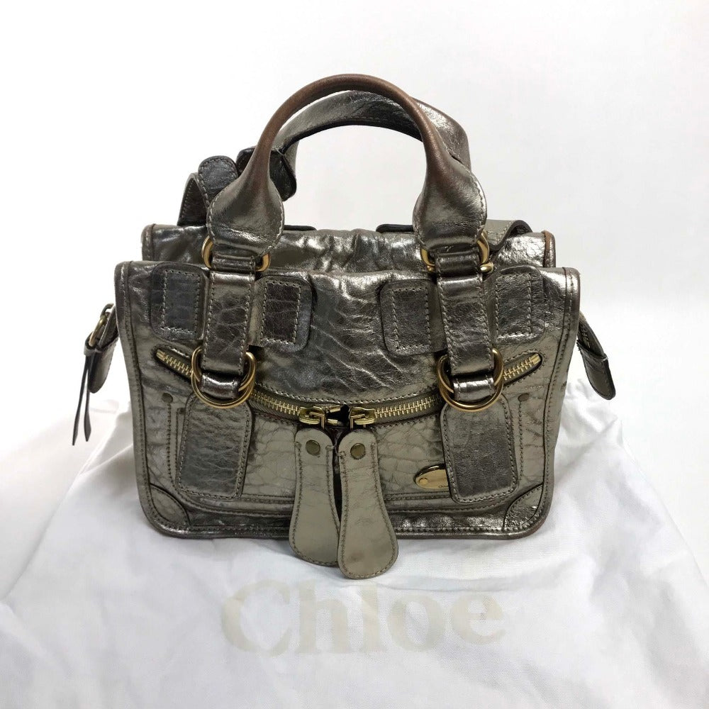 Chloe Bay Bag Handbag Shoulder Bag Leather Women's Gold