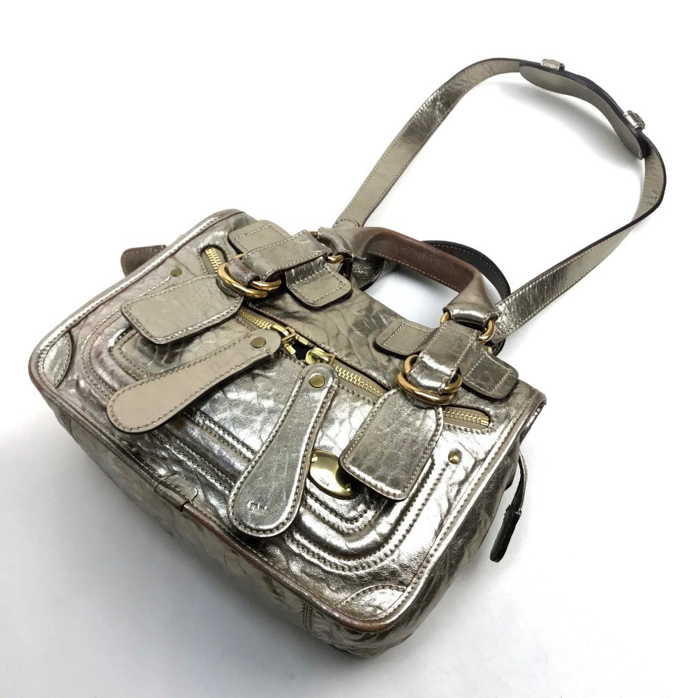 Chloe Bay Bag Handbag Shoulder Bag Leather Women's Gold