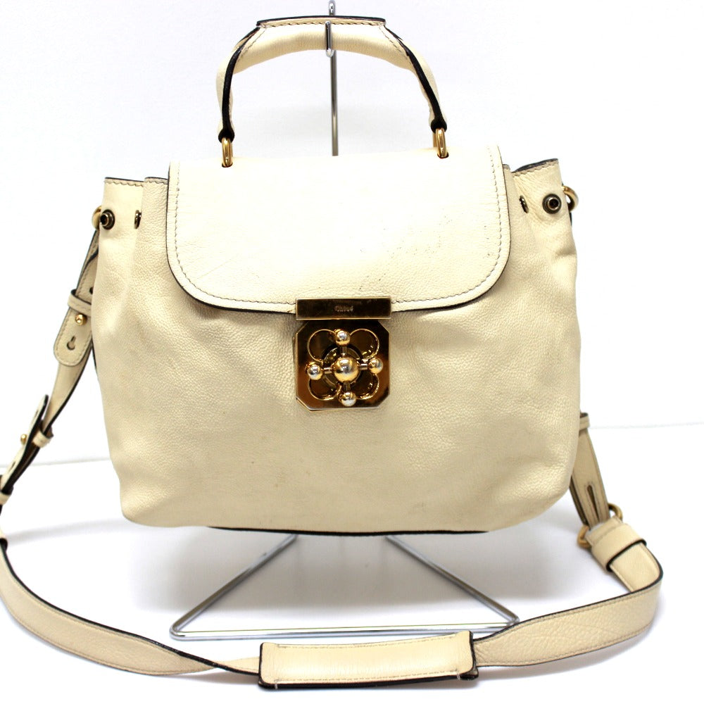 Chloe Elsie Bag 2-Way Handbag/Shoulder Bag, Leather, Women's, Beige