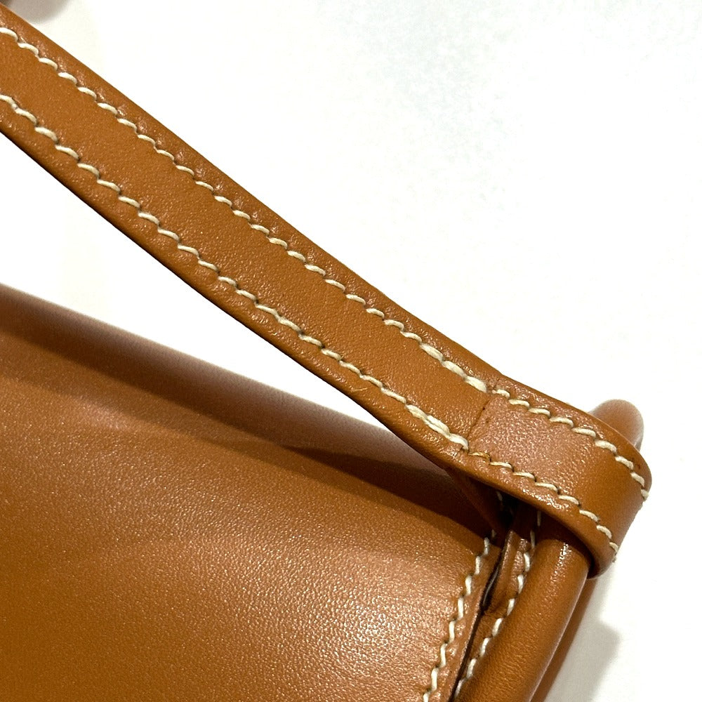 HERMES Vintage Bag Crossbody Flap Shoulder Bag Veau Chamonix Women's Natural Brown