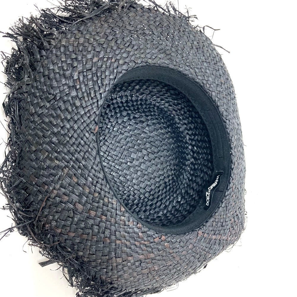 DOLCE&GABBANA ストロー 麦わら帽 ハット ハット帽 帽子 ラフィア レディース ブラック - brandshop-reference