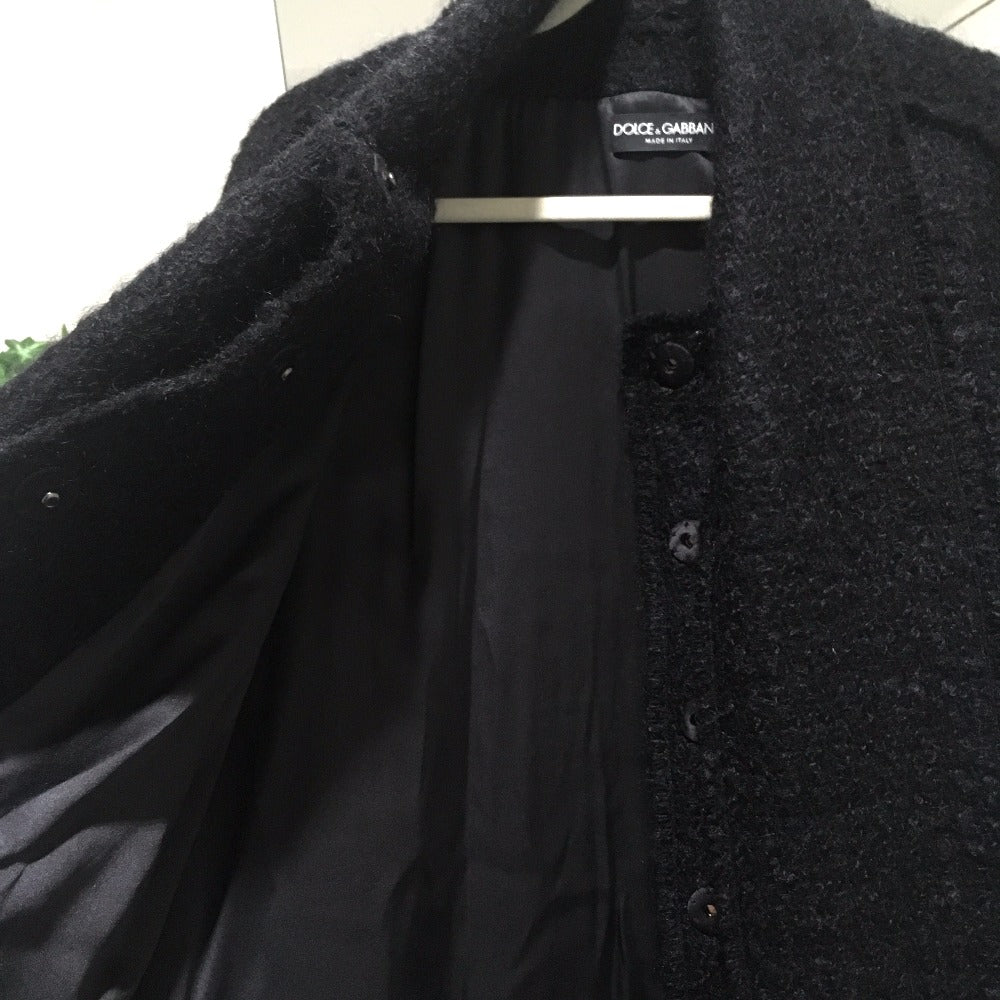 DOLCE&amp;GABBANA F0O07T Women's Wool Long Coat with Scarf, Black