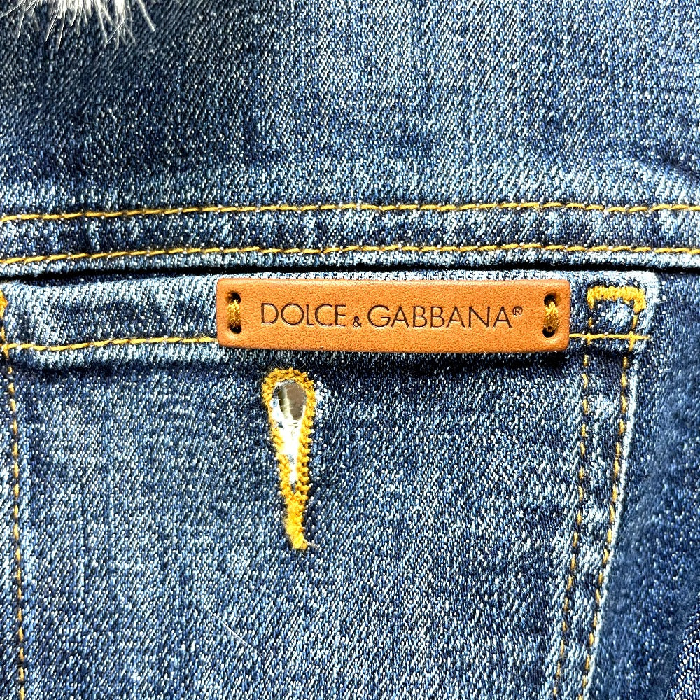 DOLCE&amp;GABBANA Women's Blue Denim Jacket with Fur