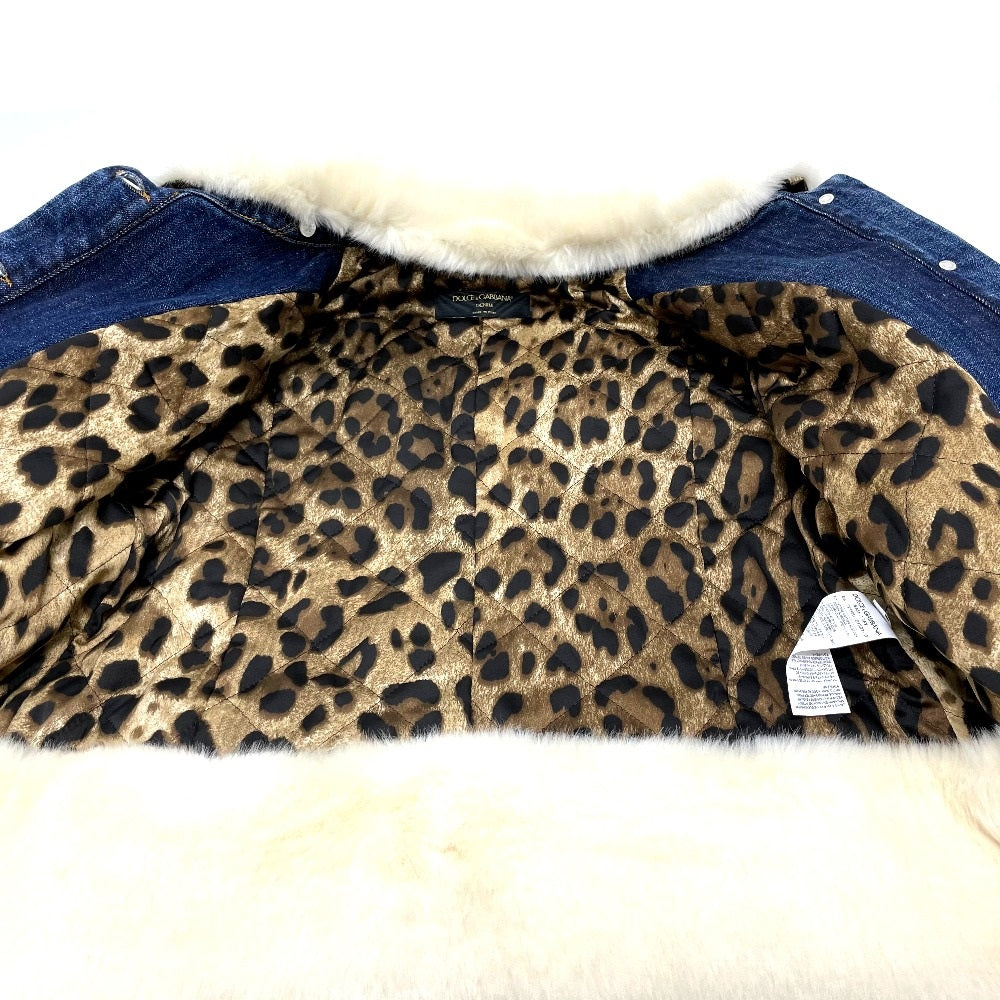 DOLCE&amp;GABBANA Women's Blue Denim Jacket with Fur