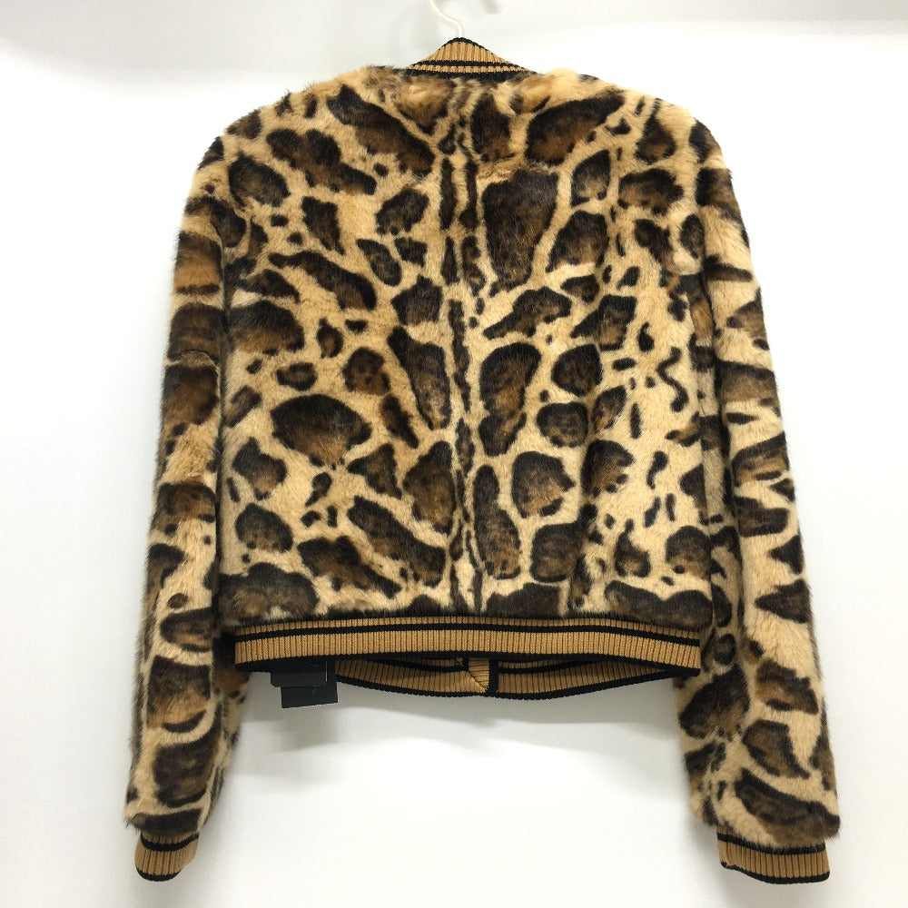 DOLCE&amp;GABBANA F28JLZ Leopard Print Jacket, Faux Fur, Acrylic, Women's, Brown