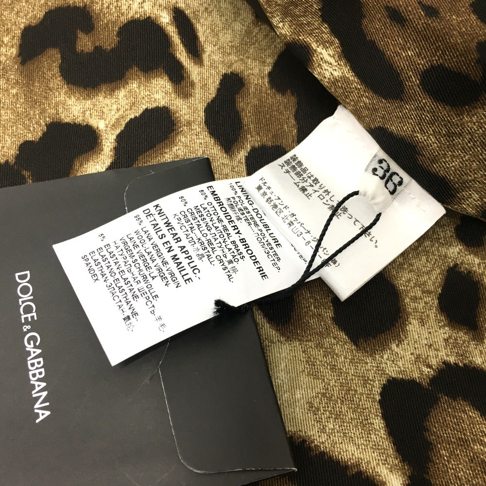 DOLCE&amp;GABBANA F28JLZ Leopard Print Jacket, Faux Fur, Acrylic, Women's, Brown