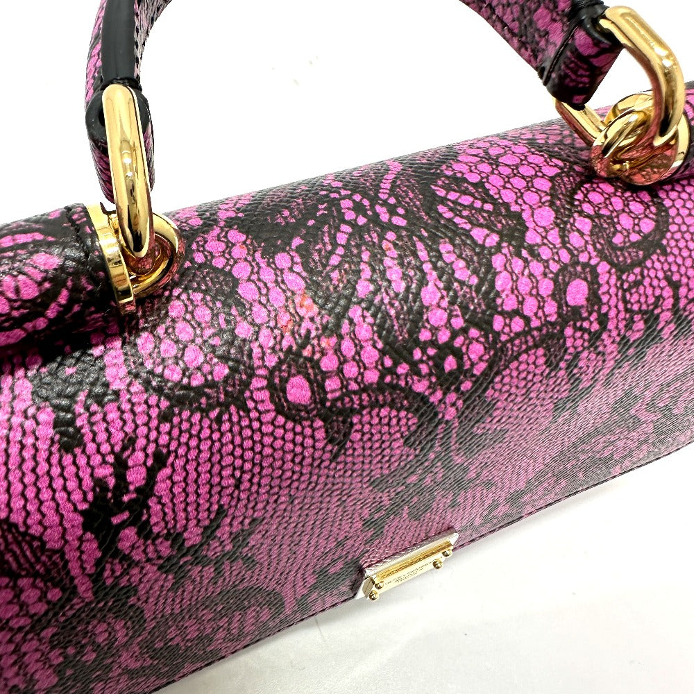 DOLCE&GABBANA レース柄 斜め掛け ウォレットバッグ カバン ミニ ハンドバッグ ポシェット ショルダーバッグ レザー レディース パープルピンク - brandshop-reference