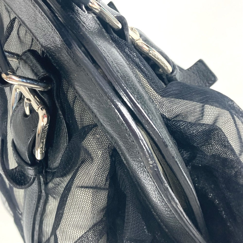 DOLCE&GABBANA ポーチ付き ロゴ メッシュ カバン トートバッグ ハンドバッグ レザー レディース ブラック - brandshop-reference