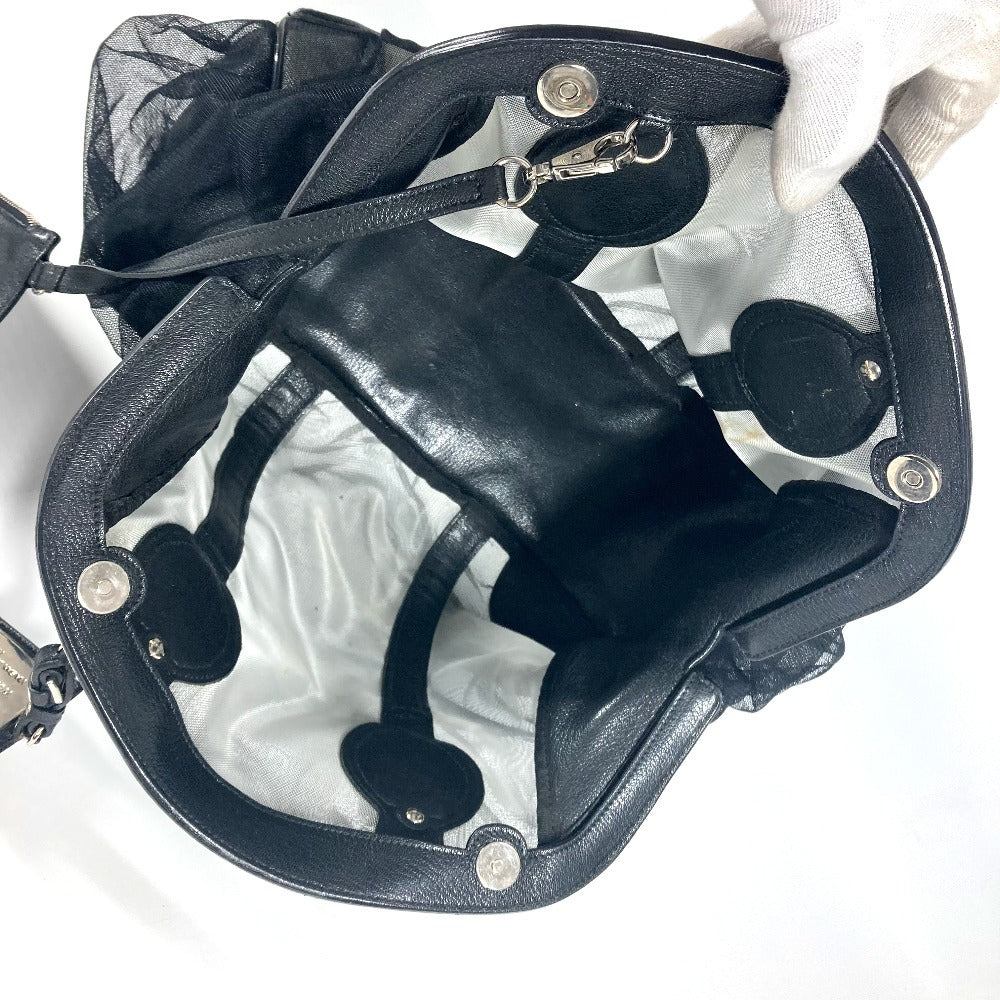 DOLCE&GABBANA ポーチ付き ロゴ メッシュ カバン トートバッグ ハンドバッグ レザー レディース ブラック - brandshop-reference