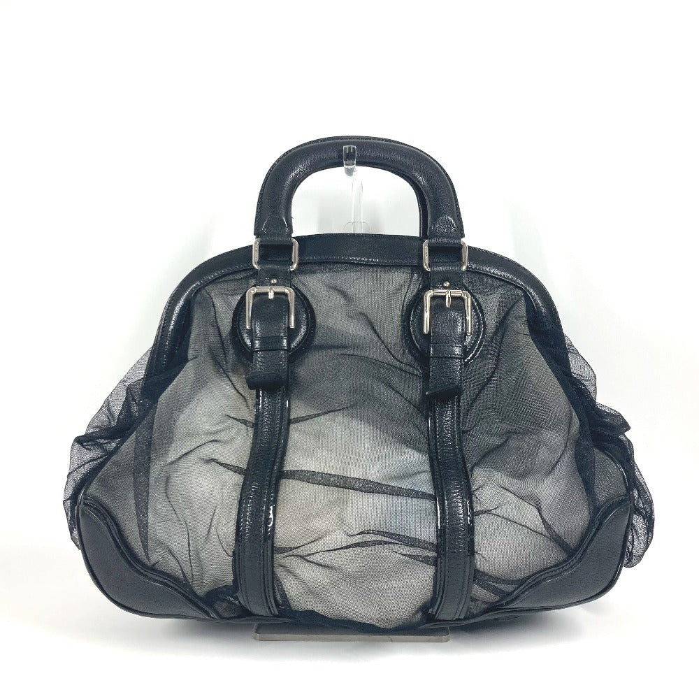 DOLCE&GABBANA ポーチ付き ロゴ メッシュ カバン トートバッグ ハンドバッグ レザー レディース ブラック - brandshop-reference