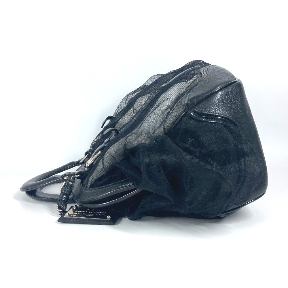 DOLCE&GABBANA ポーチ付き ロゴ メッシュ カバン トートバッグ ハンドバッグ レザー レディース ブラック - brandshop-reference