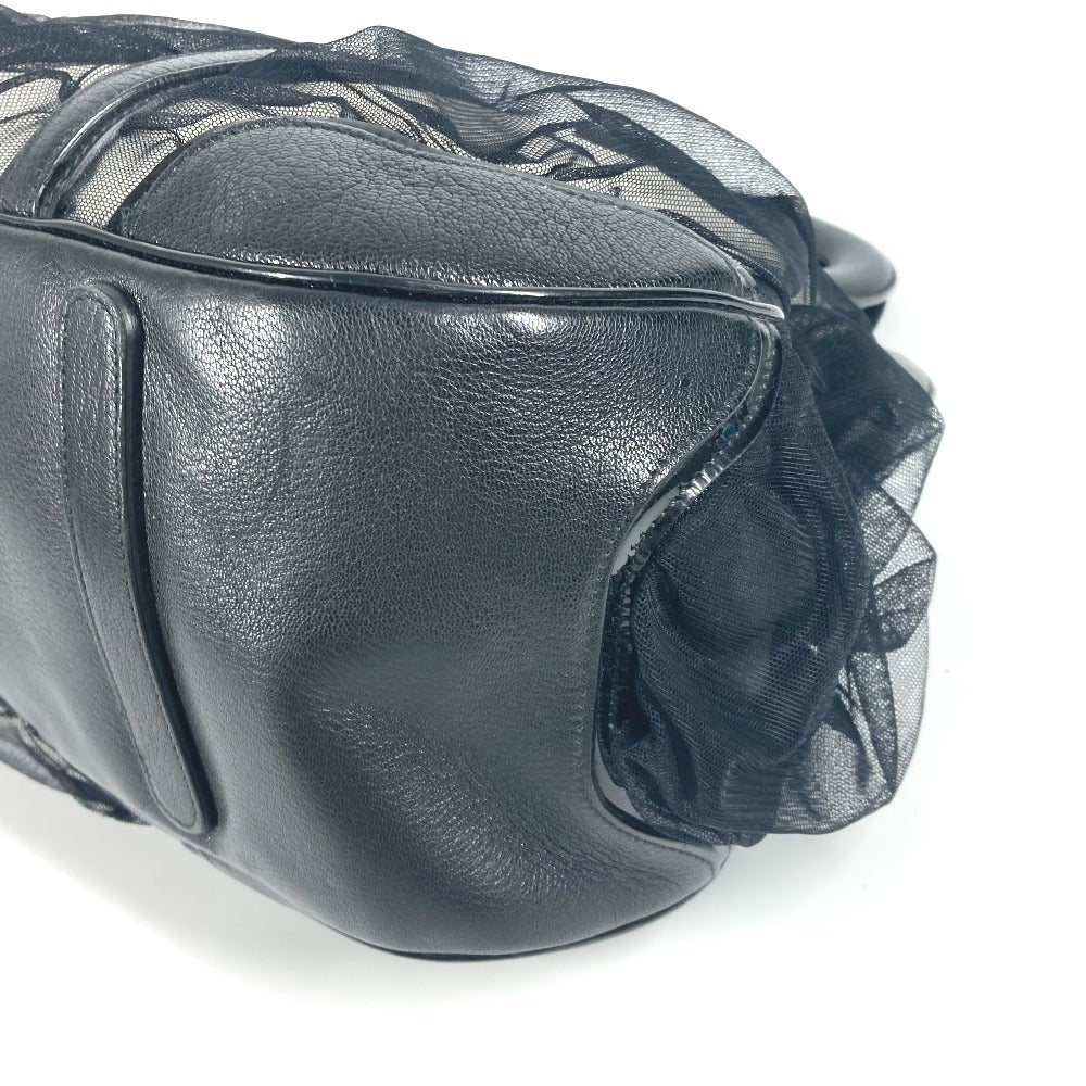 DOLCE&GABBANA ポーチ付き ロゴ メッシュ カバン トートバッグ ハンドバッグ レザー レディース ブラック - brandshop-reference