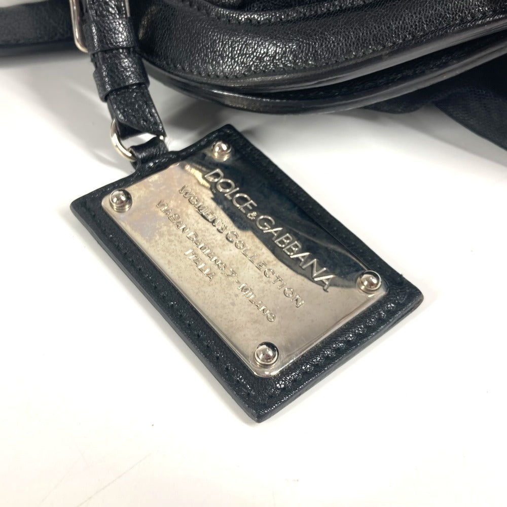 DOLCE&GABBANA ポーチ付き ロゴ メッシュ カバン トートバッグ ハンドバッグ レザー レディース ブラック - brandshop-reference