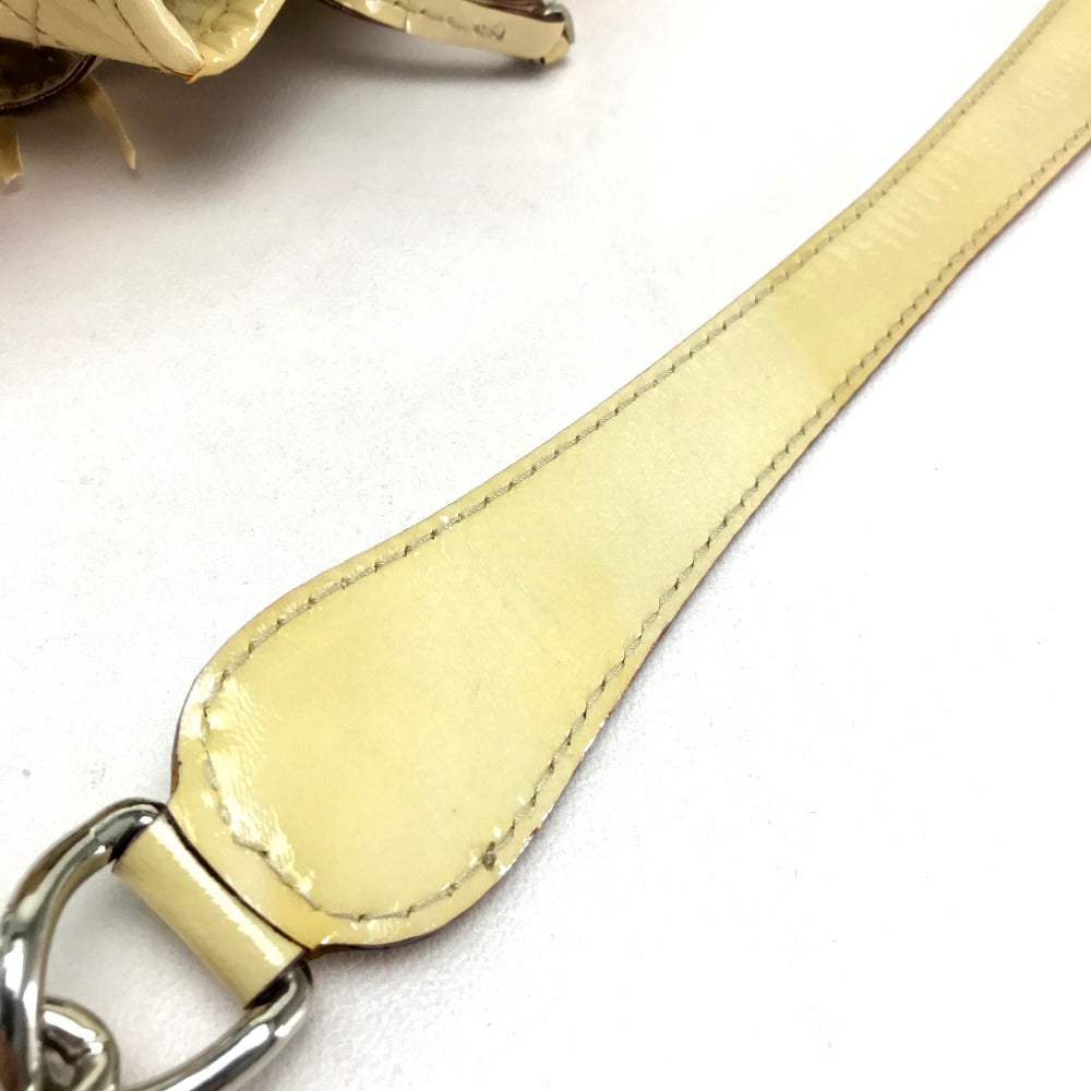 DOLCE &amp; GABBANA Quilted Drawstring Bag with Tassel, Chain Shoulder Bag, Patent Leather, Women's, Beige