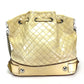 DOLCE &amp; GABBANA Quilted Drawstring Bag with Tassel, Chain Shoulder Bag, Patent Leather, Women's, Beige