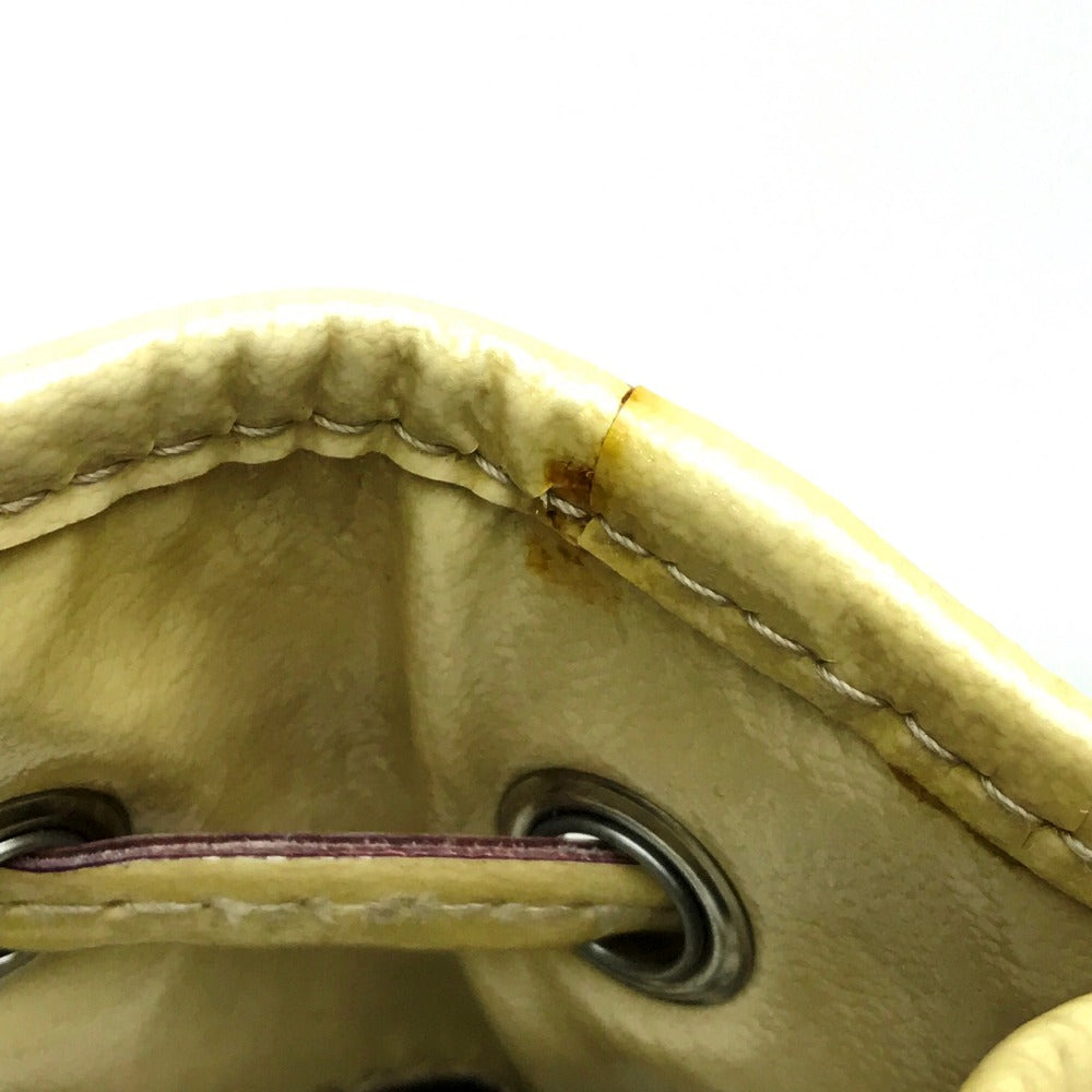 DOLCE &amp; GABBANA Quilted Drawstring Bag with Tassel, Chain Shoulder Bag, Patent Leather, Women's, Beige