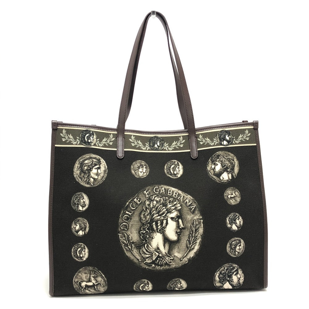 DOLCE&GABBANA コインモチーフ トートバック カバン バック トート ハンドバック トートバッグ キャンバス/レザー ユニセックス ブラウン - brandshop-reference
