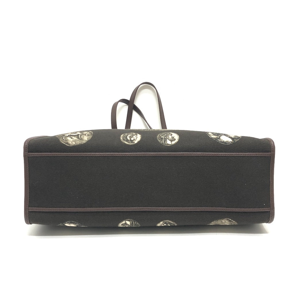 DOLCE&GABBANA コインモチーフ トートバック カバン バック トート ハンドバック トートバッグ キャンバス/レザー ユニセックス ブラウン - brandshop-reference