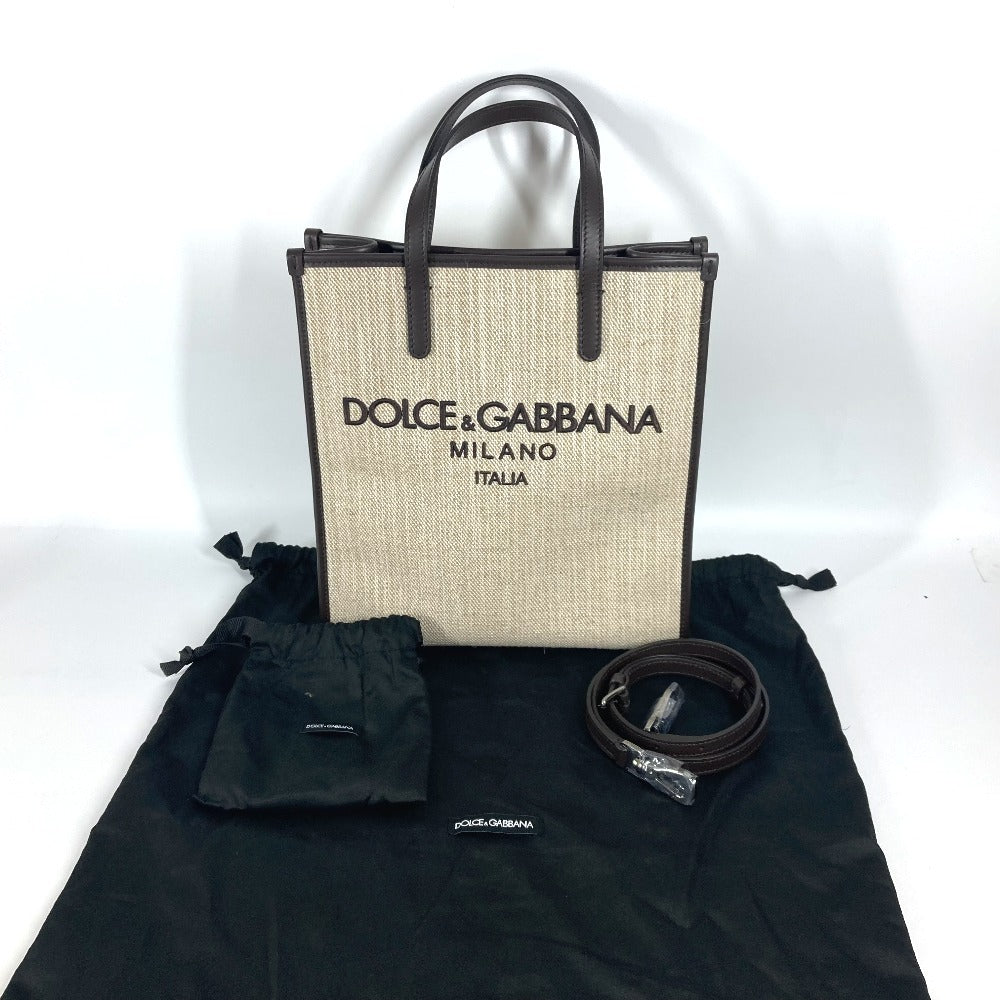 DOLCE&GABBANA BM2259 ショッピングバッグ 2WAYバッグ ショルダーバッグ 斜め掛け トートバッグ キャンバス/レザー ユニセックス ブラウン - brandshop-reference