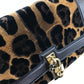 DOLCE &amp; GABBANA Leopard Print Bag with Flower Lock Hardware, Crossbody Bag, Velvet, Women's, Black and Brown