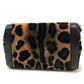 DOLCE &amp; GABBANA Leopard Print Bag with Flower Lock Hardware, Crossbody Bag, Velvet, Women's, Black and Brown