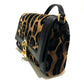 DOLCE &amp; GABBANA Leopard Print Bag with Flower Lock Hardware, Crossbody Bag, Velvet, Women's, Black and Brown