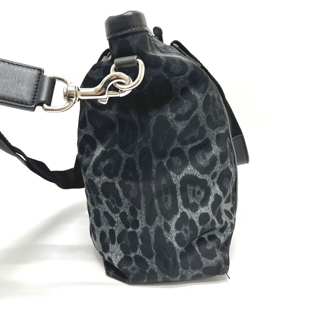 DOLCE &amp; GABBANA Leopard Print 2-Way Bag, Handbag, Shoulder Bag, Crossbody Bag, Tote Bag, Nylon/Leather, Women's, Black