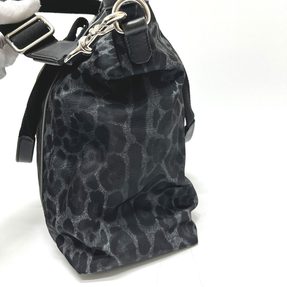 DOLCE &amp; GABBANA Leopard Print 2-Way Bag, Handbag, Shoulder Bag, Crossbody Bag, Tote Bag, Nylon/Leather, Women's, Black