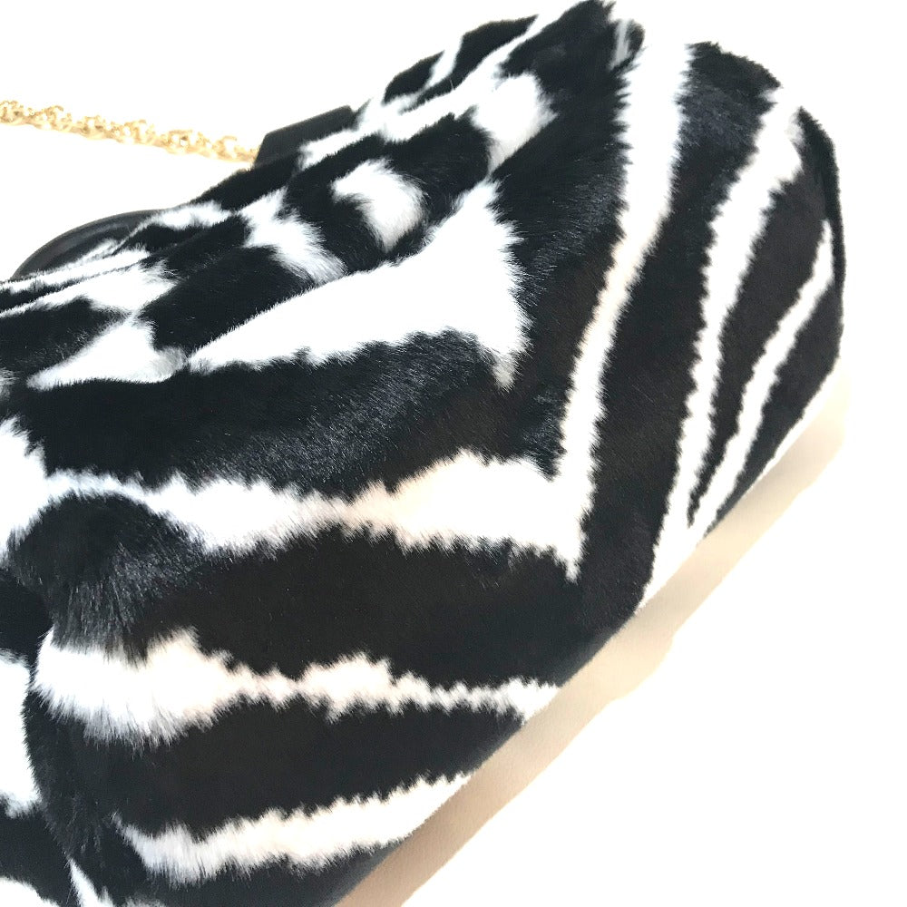 DOLCE&amp;GABBANA Zebra Sicily 2-Way Handbag/Shoulder Bag in Faux Fur, Black and White